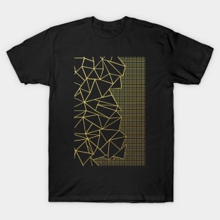 Abstract Grid on Side Gold T-Shirt